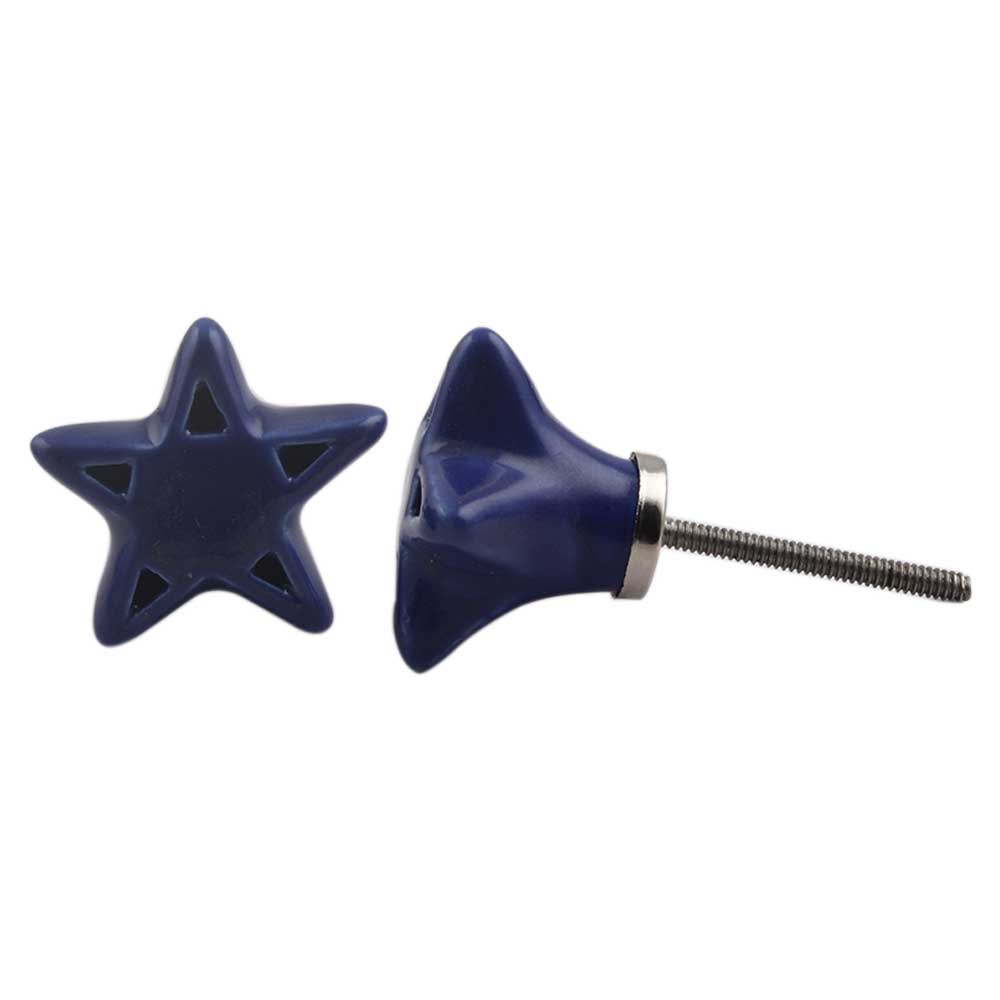 Navy Blue Star Ceramic Knob