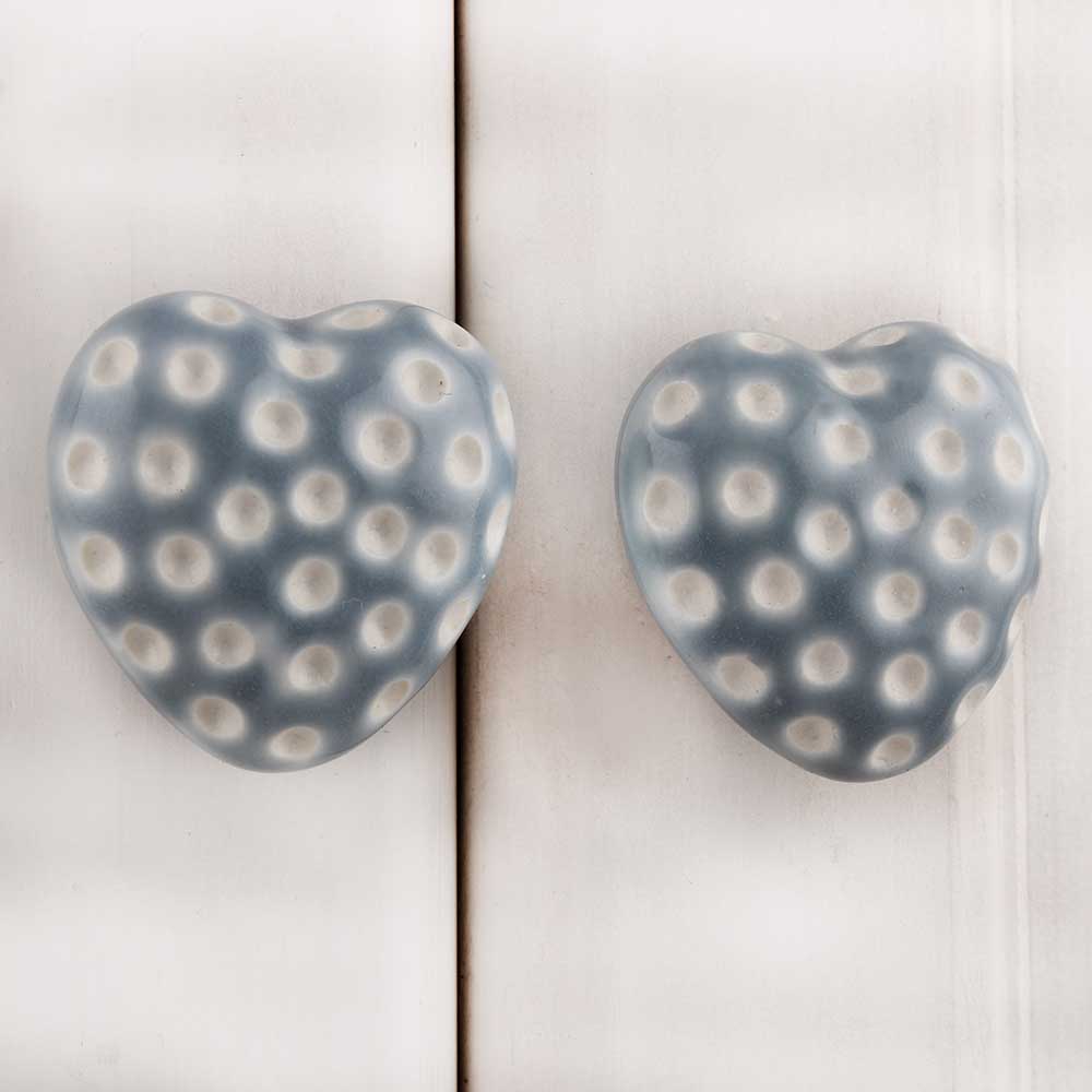 Grey Heart Etched Ceramic Knob
