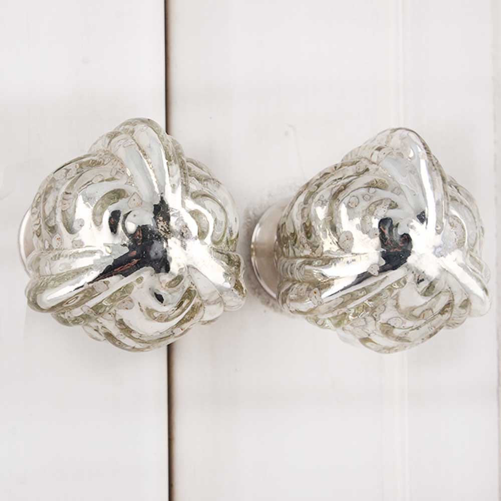Avocado Silver Glass Knob