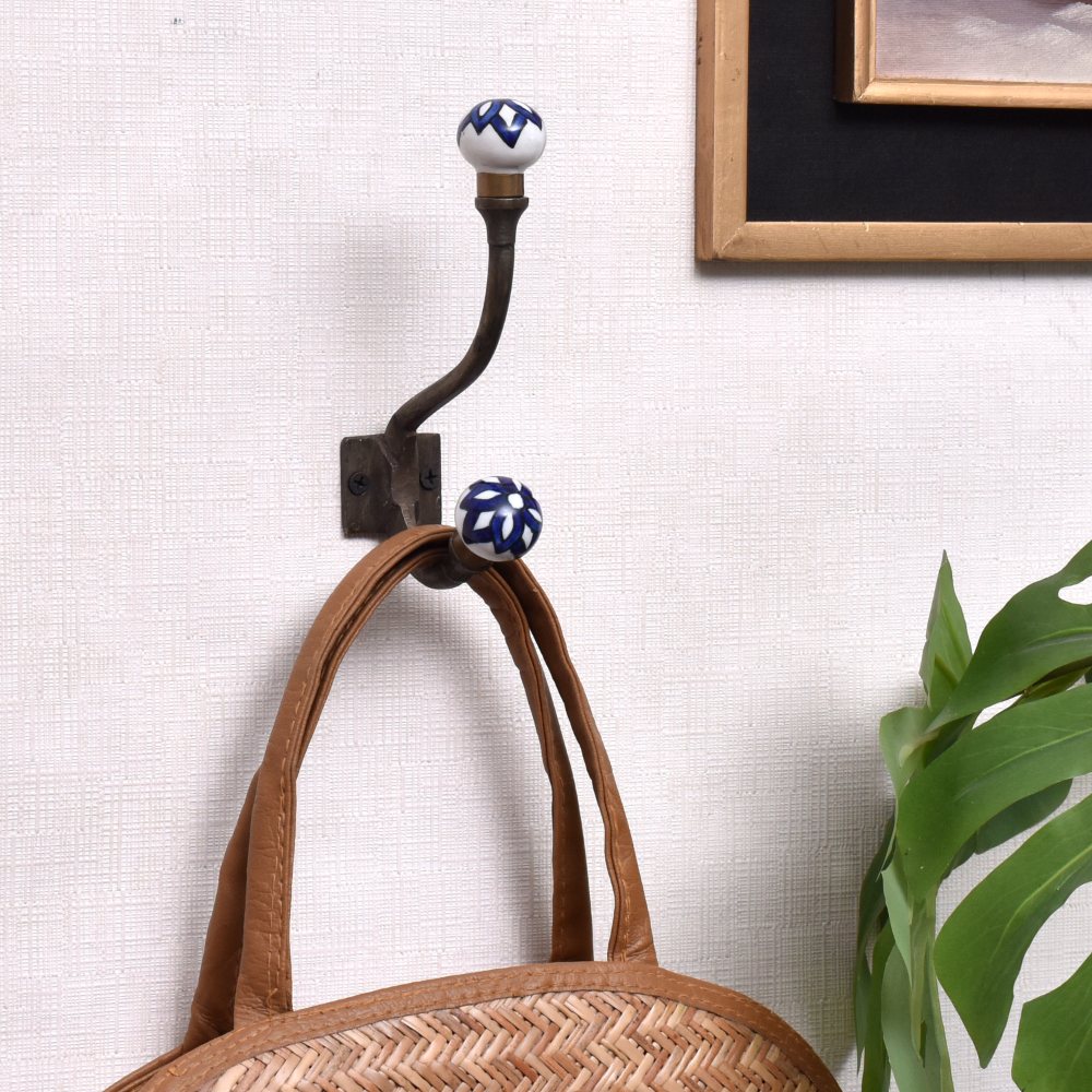 Navy Blue Floral Iron Hooks-EHG-61