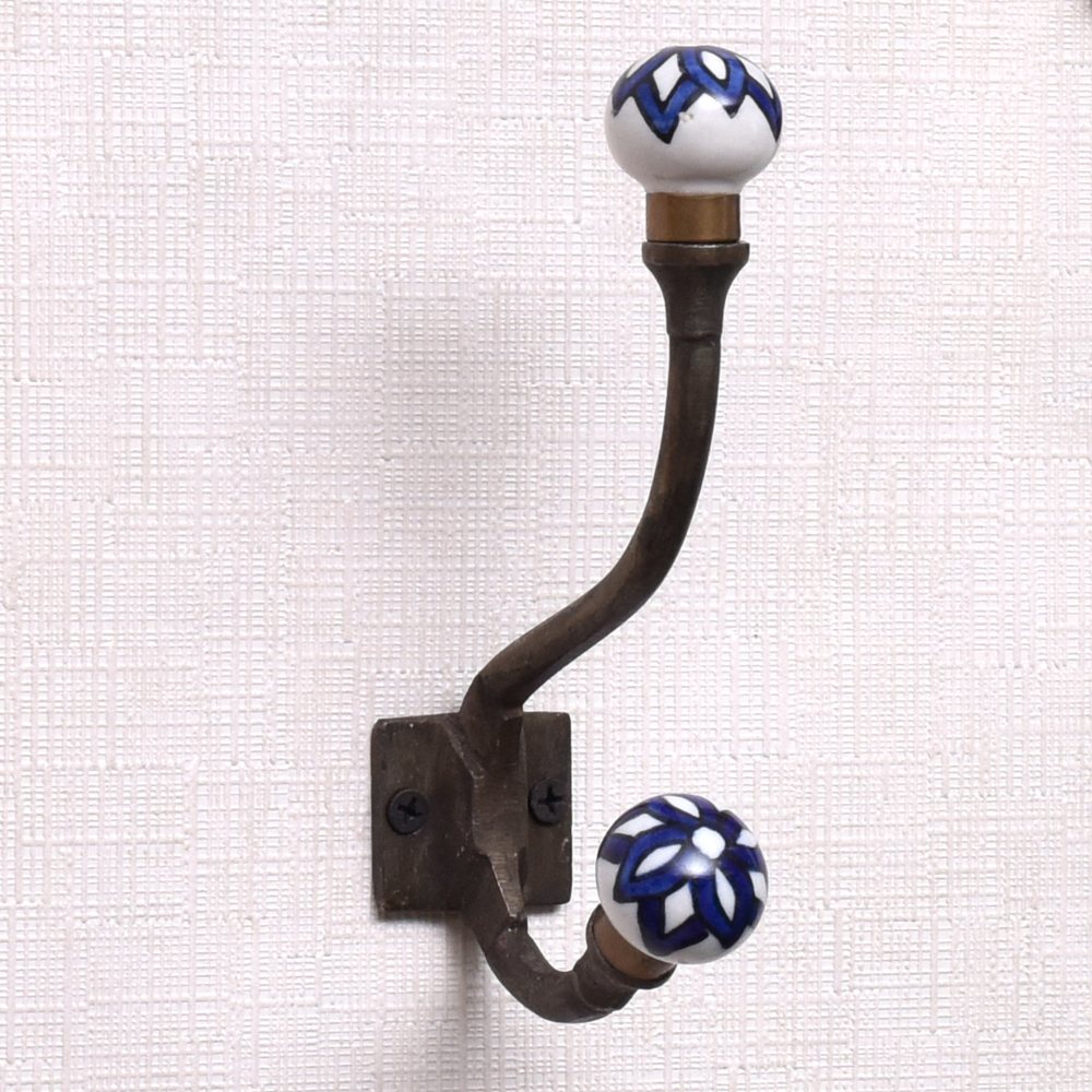 Navy Blue Floral Iron Hooks-EHG-61