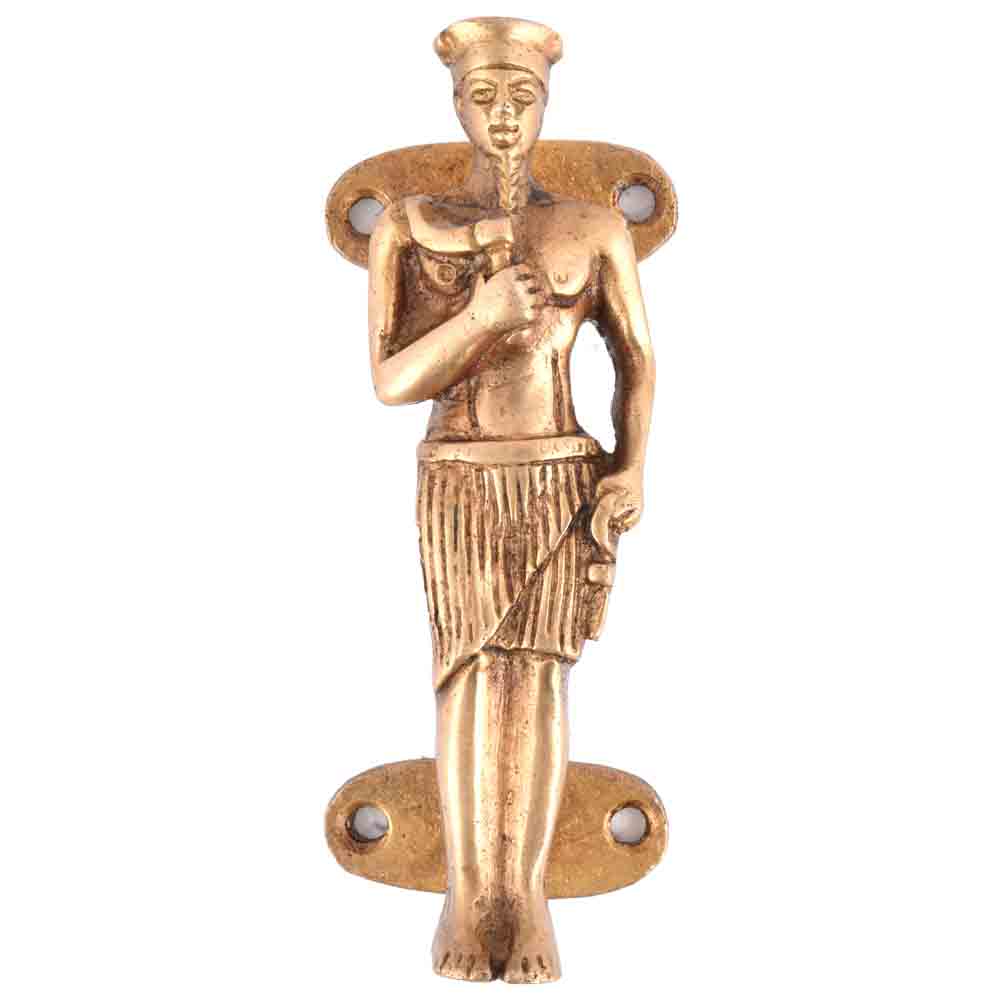 Door Handle Tribal Man Figurine In Golden Finish