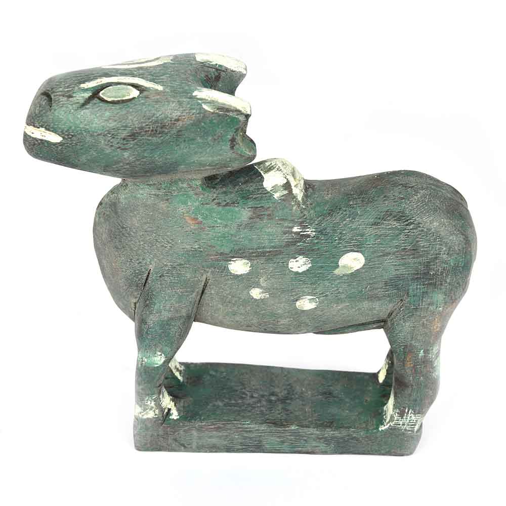 Sage Green Rural Standing Wooden Cow