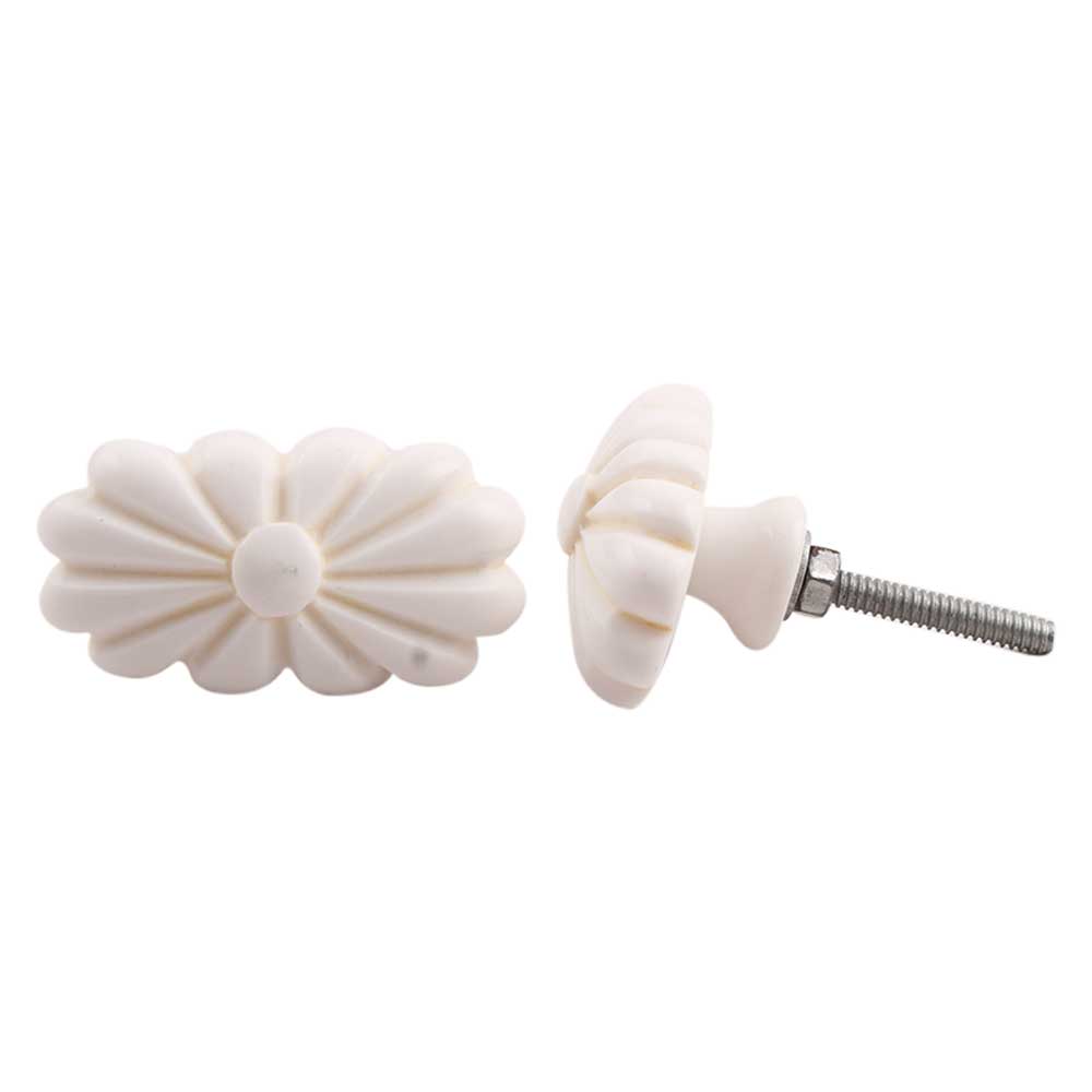 White Flower Cabinet Knob