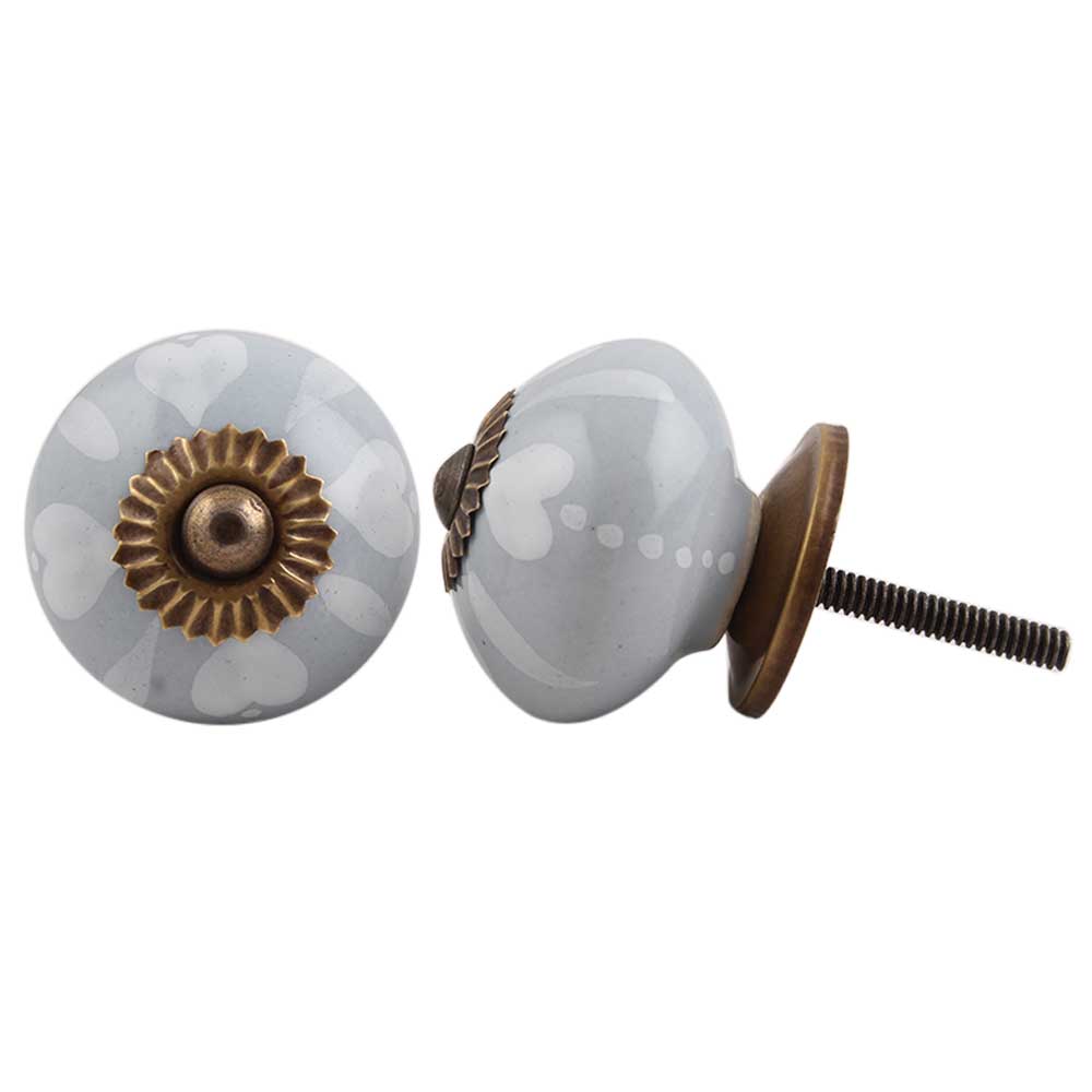 Light Grey Heart Painted Knob
