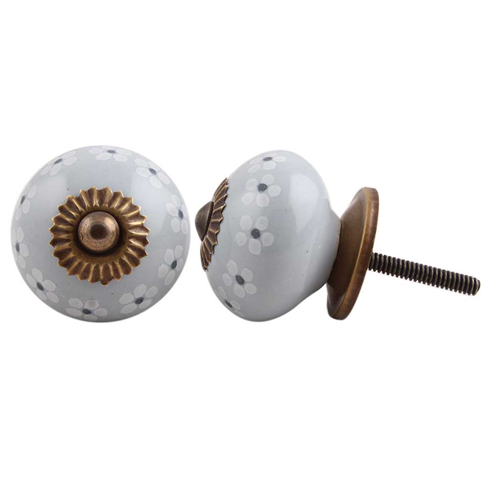 Grey Tiny Flower Knob