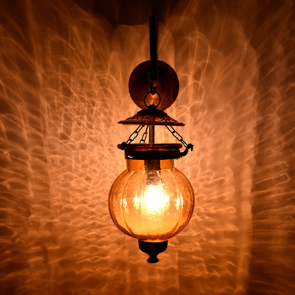 Yellow Pumpkin Glass Wall Lamp