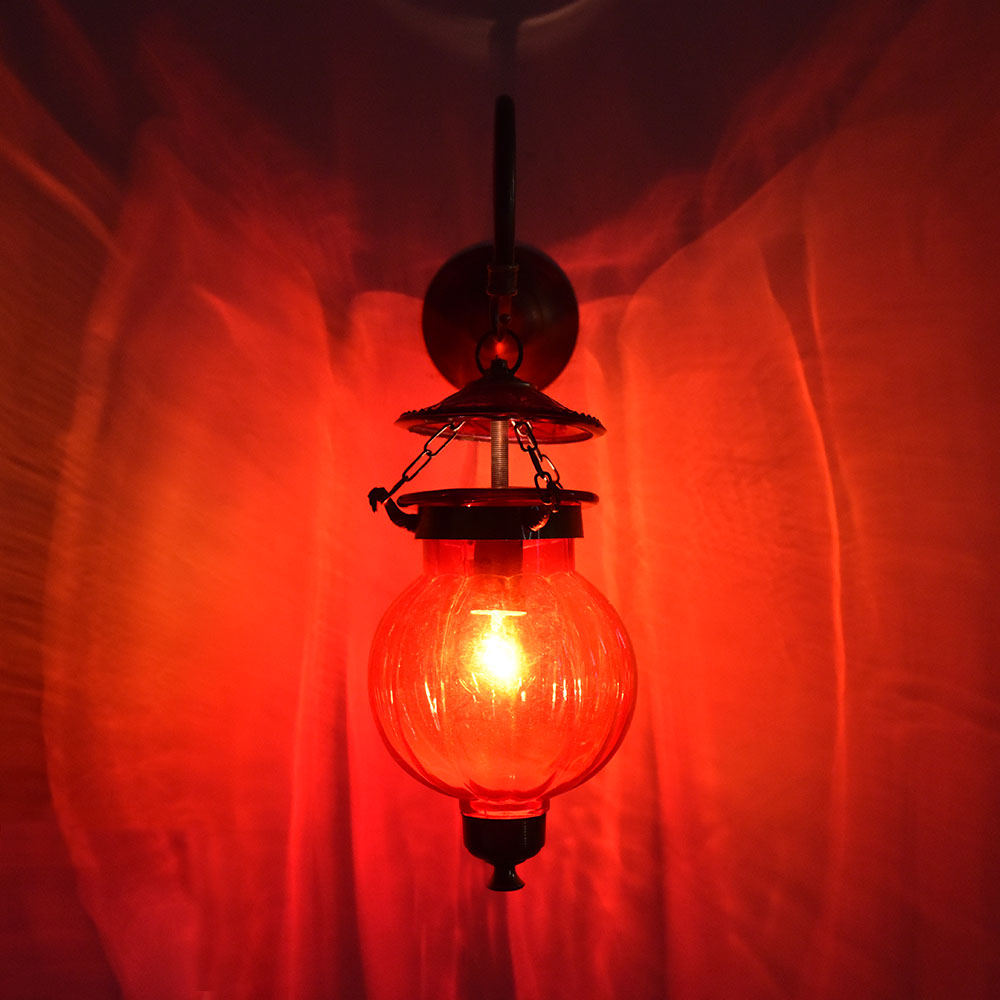 Maroon Pumpkin Glass Wall Lamp