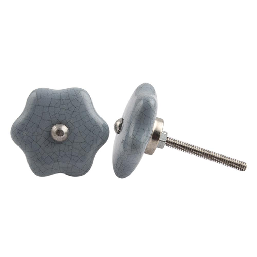 Grey Star Shape Crackle Ceramic Cabinet Knob