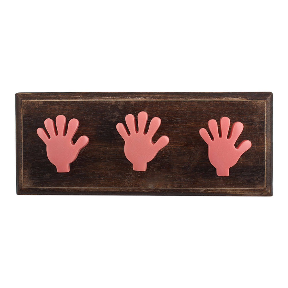 Pink Resin Fingers Wooden Hooks
