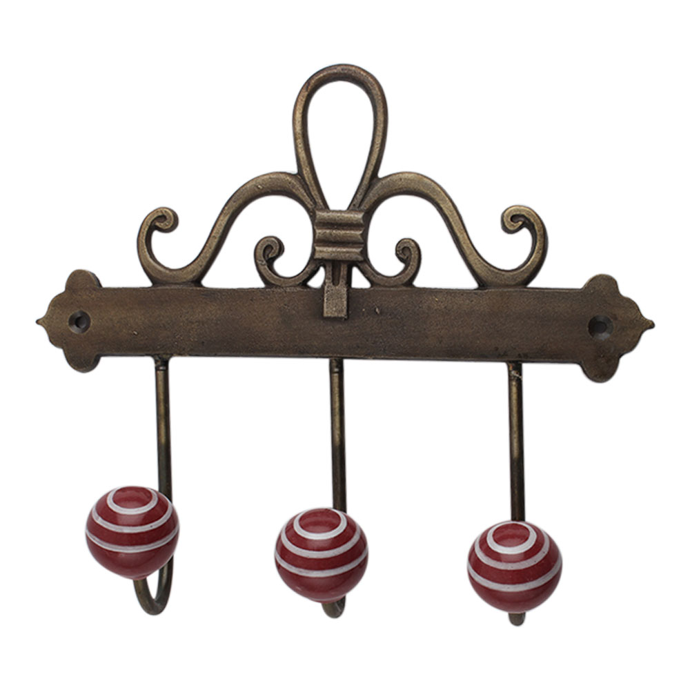 Cherry White Strip Ceramic Iron Hooks