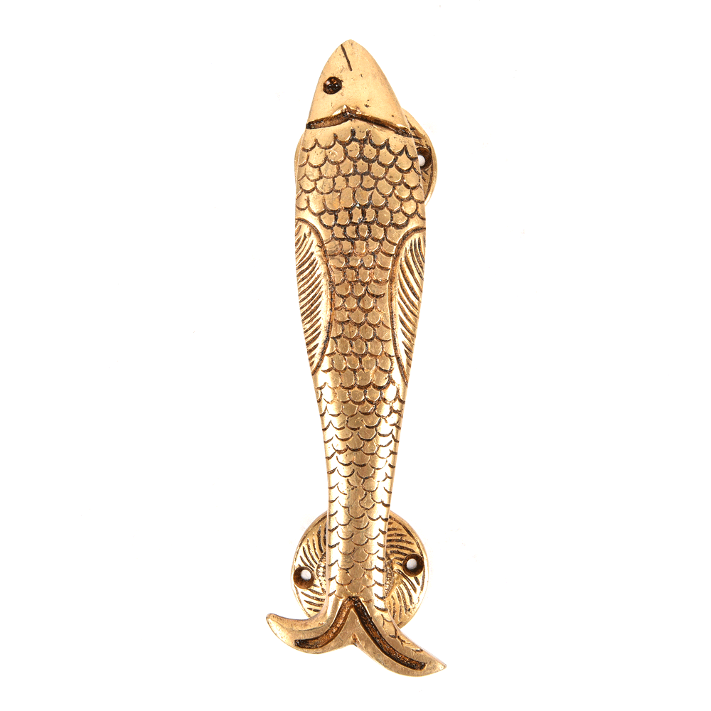 Golden Fish Shaped Brass Door Handle