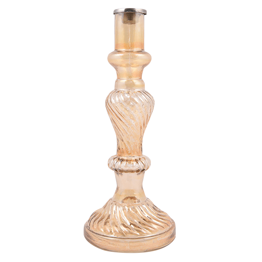 Glass Pillar Candle Holder With Spiral Design(Set of 1 Piece)