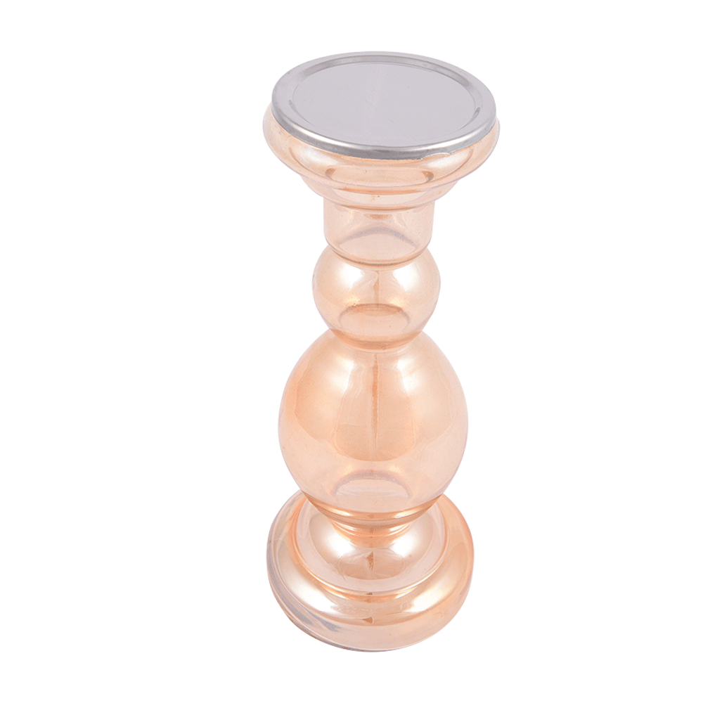 Glass Pillar Candle Holder With Broad Base(Set of 1 Piece)
