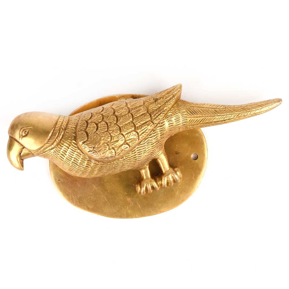 Golden Door Knocker Brass Parrot Figurine