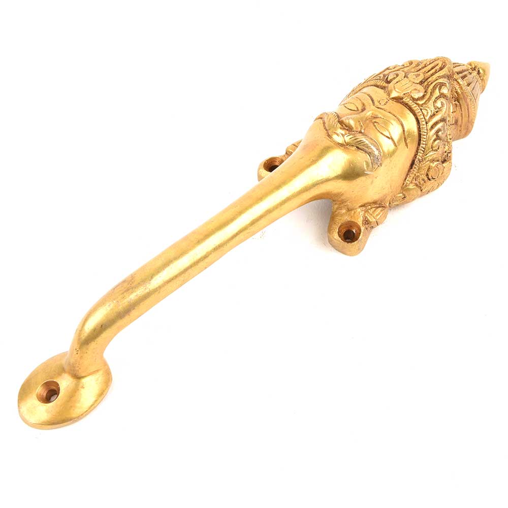 Golden Brass Man Face Statue Door Handle