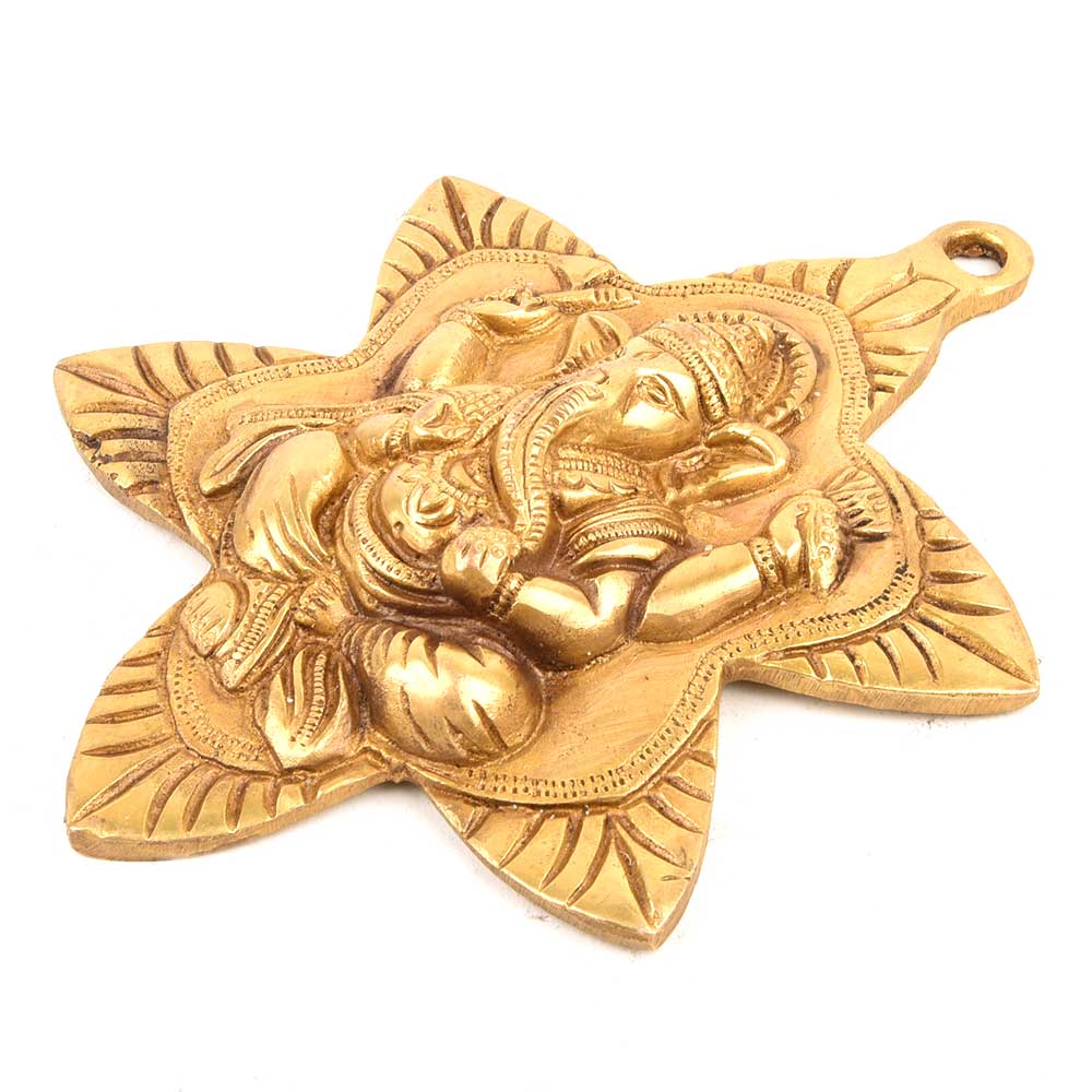 Ganesha Leaf God Brass Wall Plate