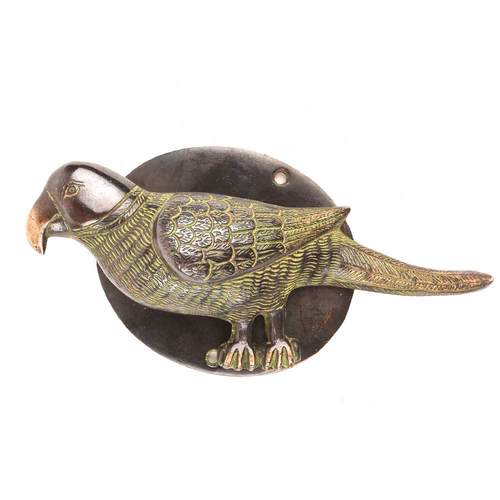 Black Door Knocker Brass Parrot Figurine
