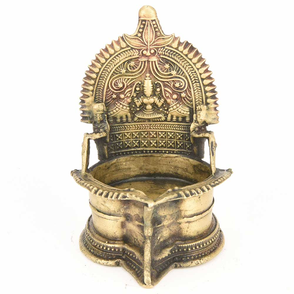 Brass Hand Carved Rare Laxmi Figure Laxmi Oil Lamp Deepak