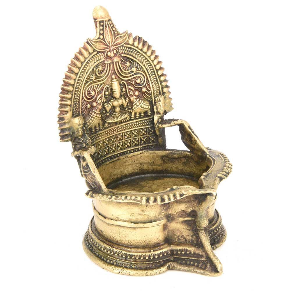Brass Hand Carved Rare Laxmi Figure Laxmi Oil Lamp Deepak