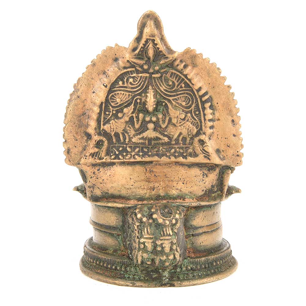 Brass Puja Ritual Alter Lamp Depicting Lakshmi Hindu