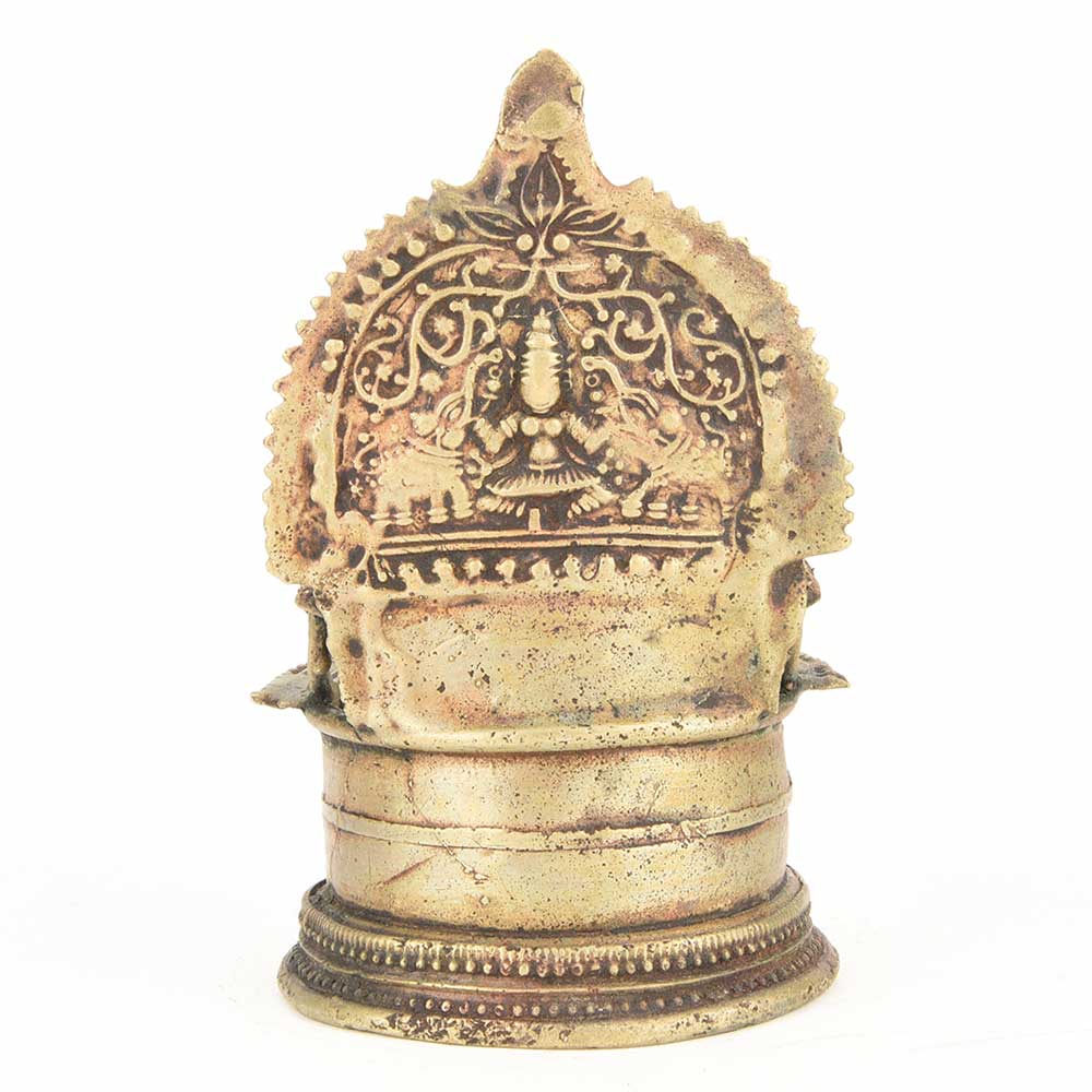 Vintage Goddess Lakshmi Egraved Brass Temple Kamakshi Oil Lamp Diya