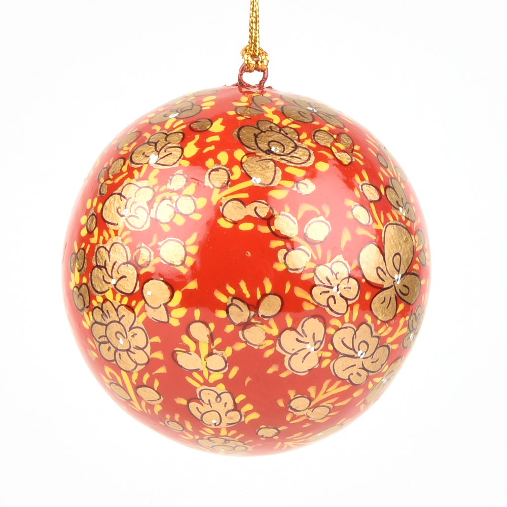Orange Paper Mache Hanging Balls Christmas Ornaments Handmade Colorful