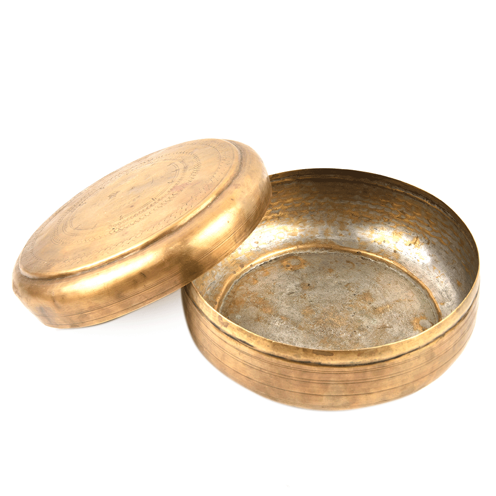 Old Used Brass Hand Carved Indian Jewellery Box/Storage Box