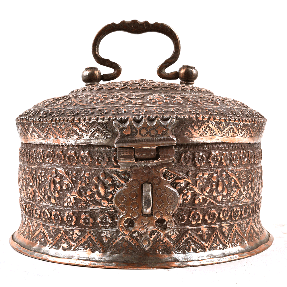 Old Carved Original Bronze Jewellery Box /Storage Box