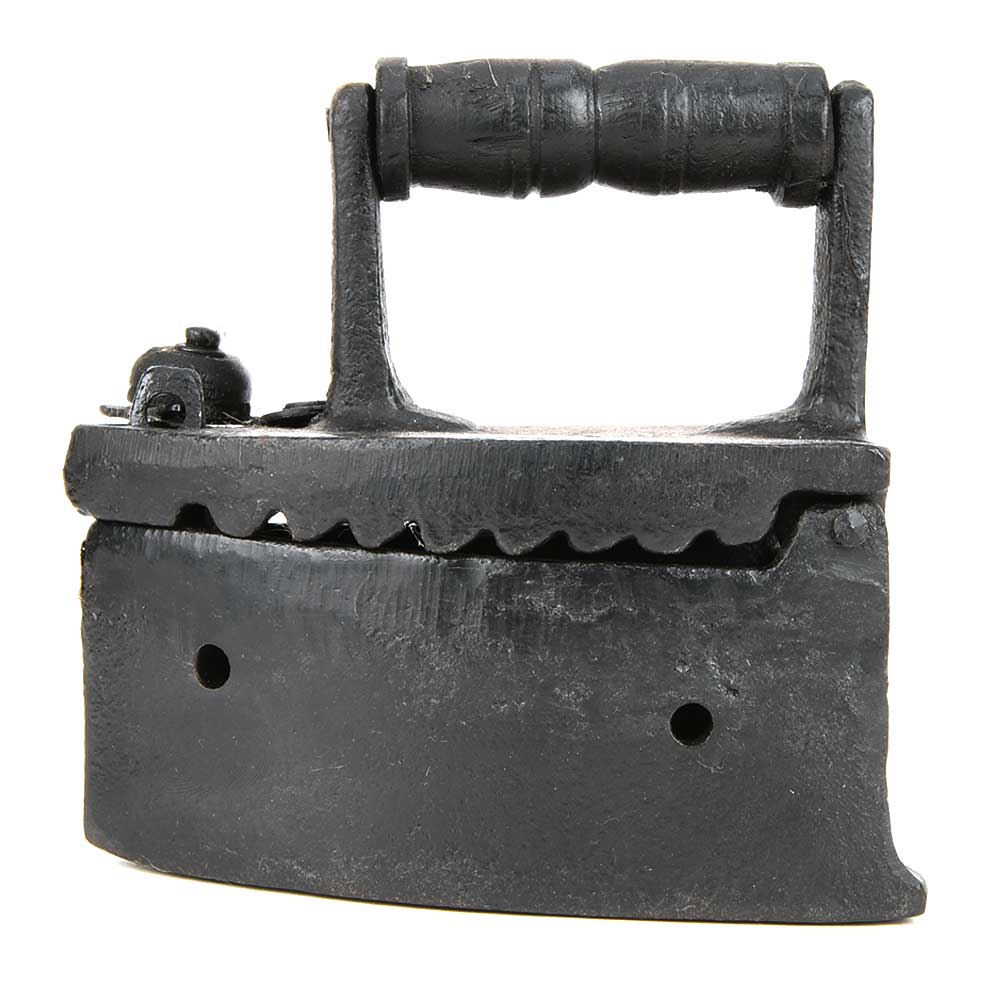 Vintage Coal Iron with Original Wooden Handle Also Used As Home Decor