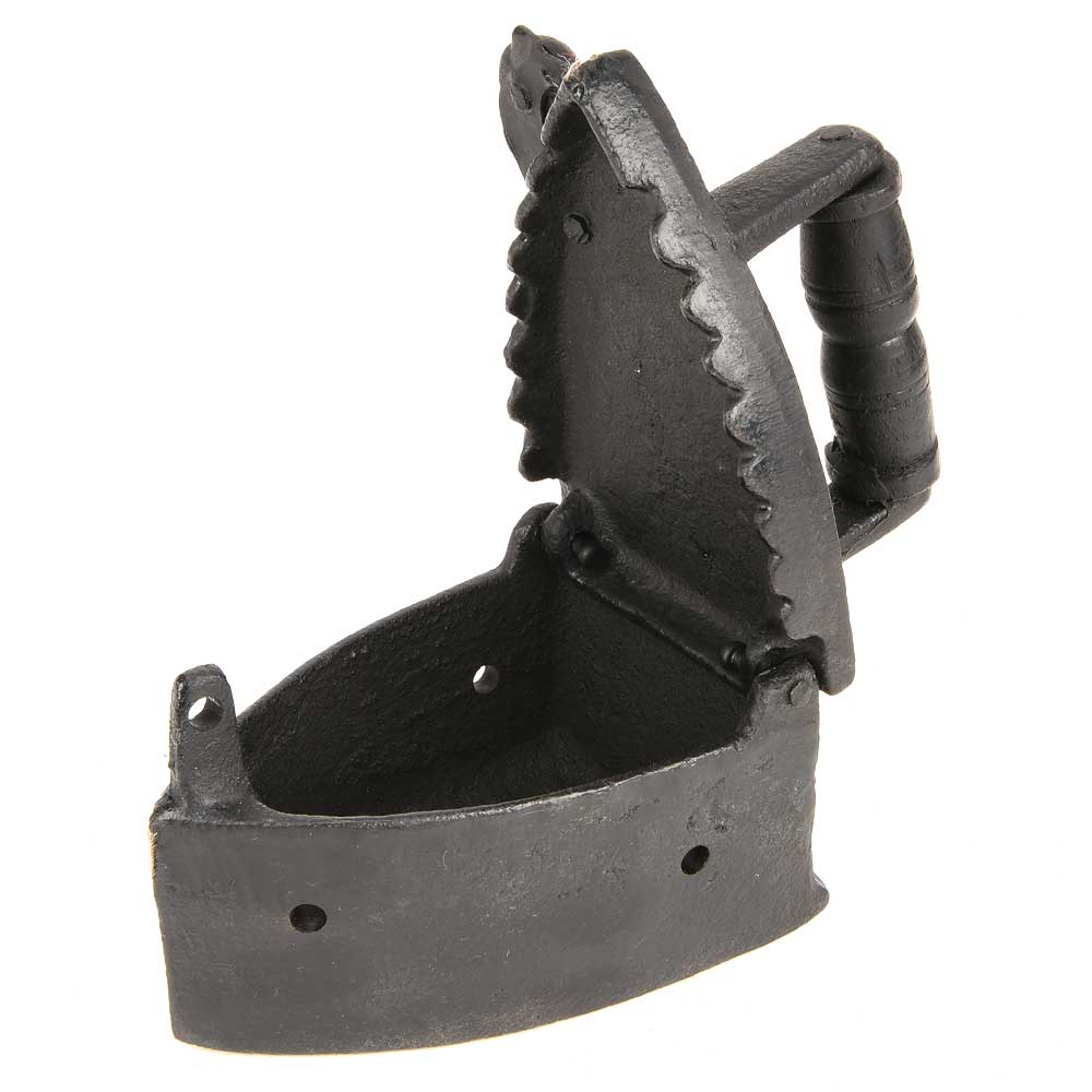 Vintage Coal Iron with Original Wooden Handle Also Used As Home Decor