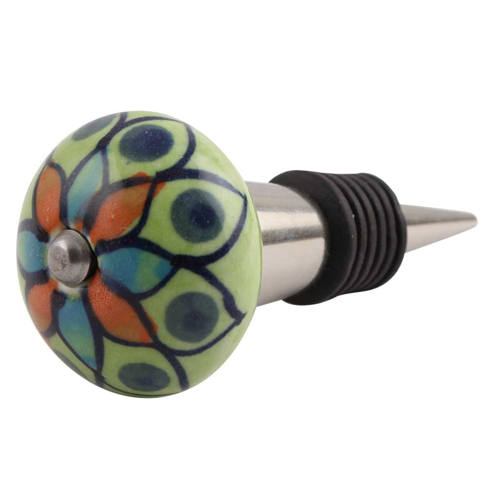 Rangoli work Ceramic Wine Stopper