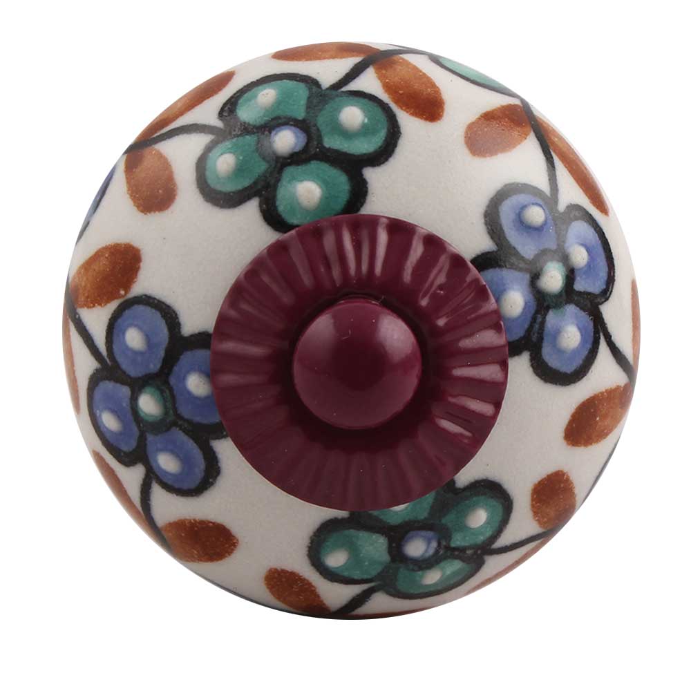 Sea Green Slate Blue Tiny Purple Fitting Ceramic Knob
