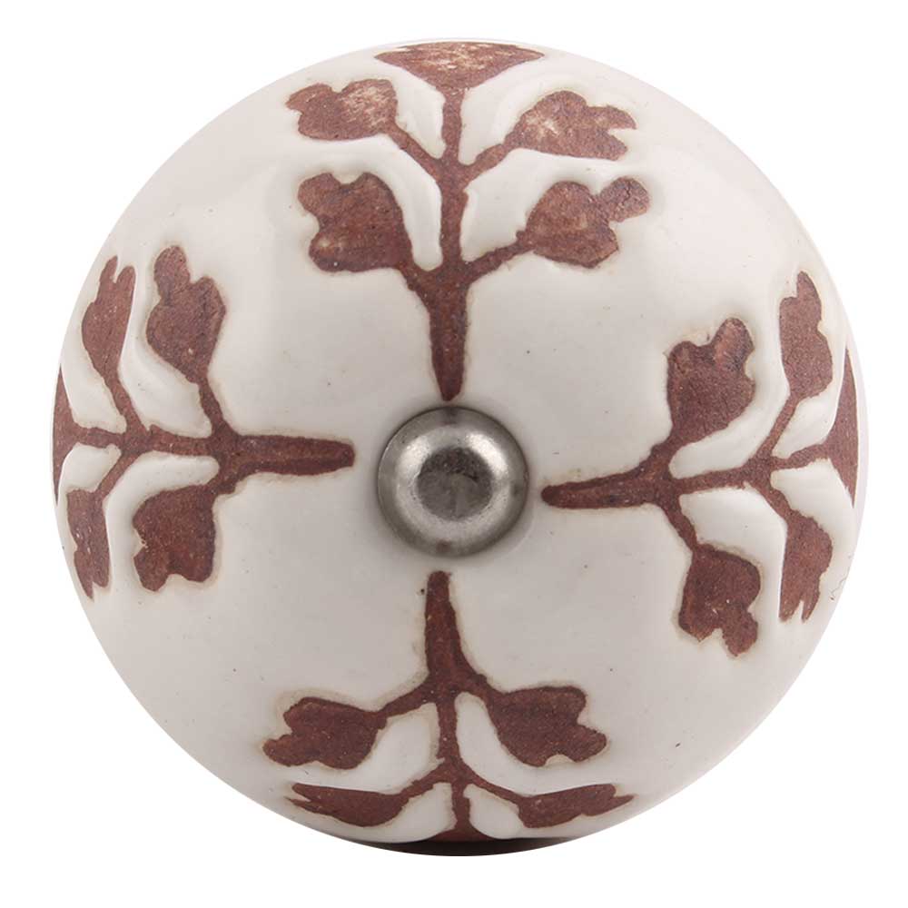 Brown Leaf Cut Flower Etched Ceramic Wine Stopper