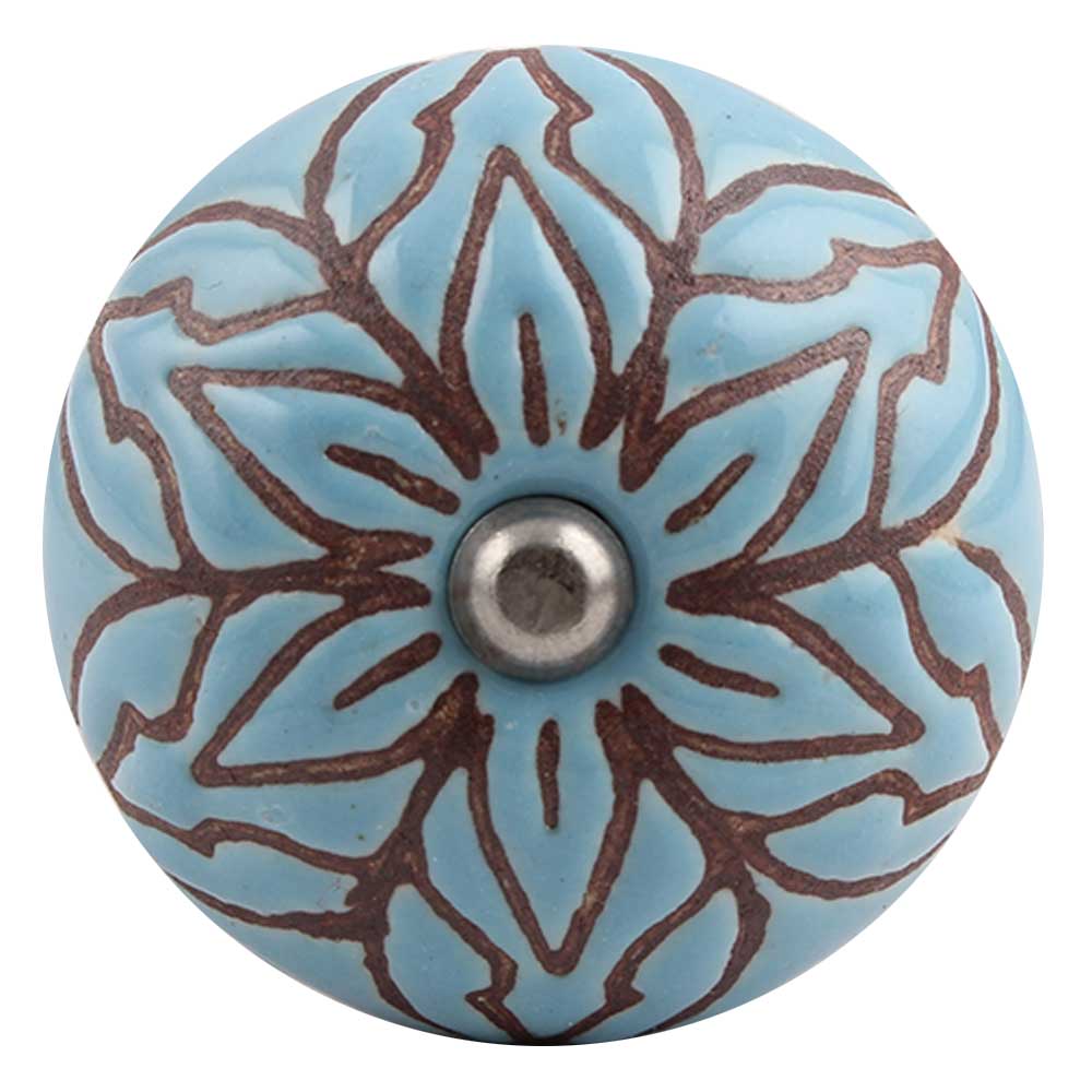 Turquoise Amarylis Floral Etched Ceramic Wine Stopper