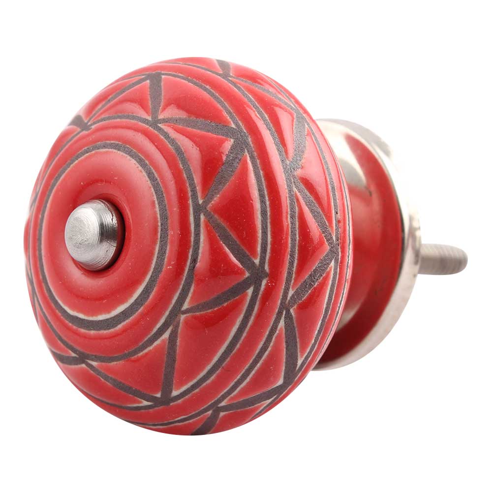 Brown Pattern Etched Ceramic Dresser Knob