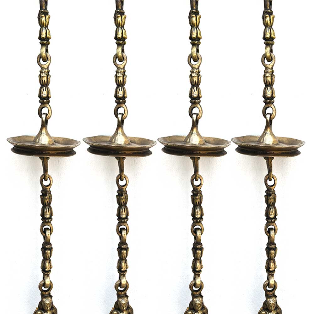 Swing Chain Set with Peacock and Dancing Lady Figurine(Set Of 4 Pieces)