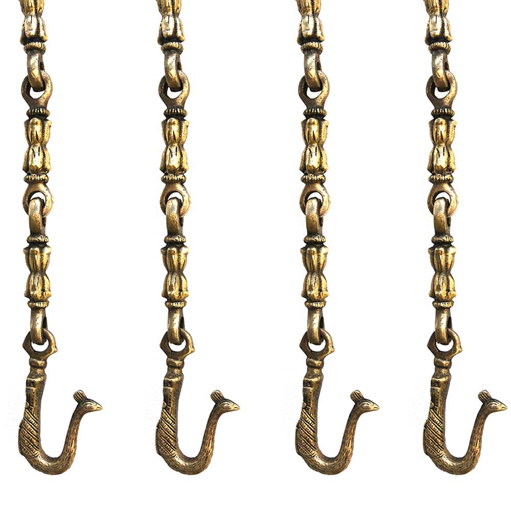 Swing Chain Set with Peacock and Dancing Lady Figurine(Set Of 4 Pieces)