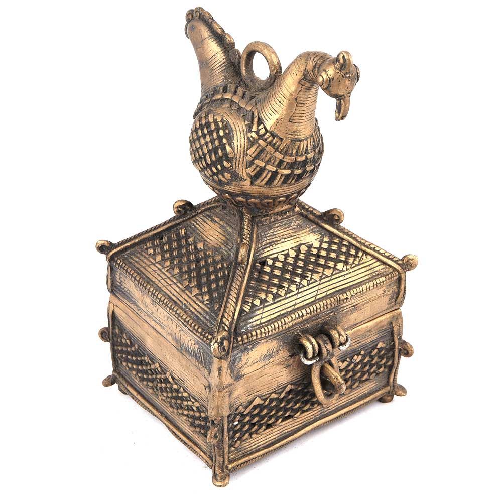 Tribal Bird Brass Jewellery Box