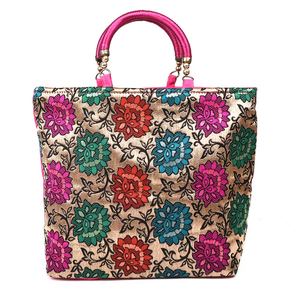 Floral Brocade Party Bag Pink Handbag