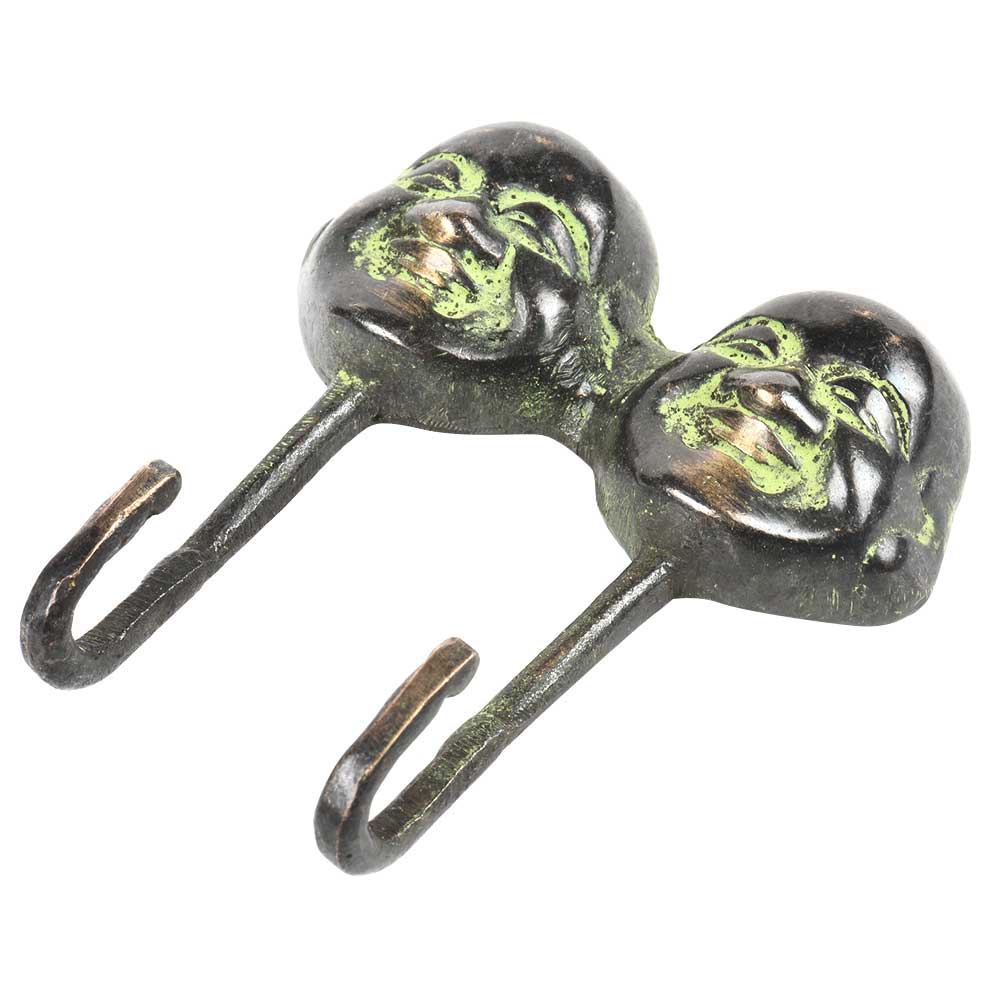 Brass Laughing Buddha Dual Hooks with Patina