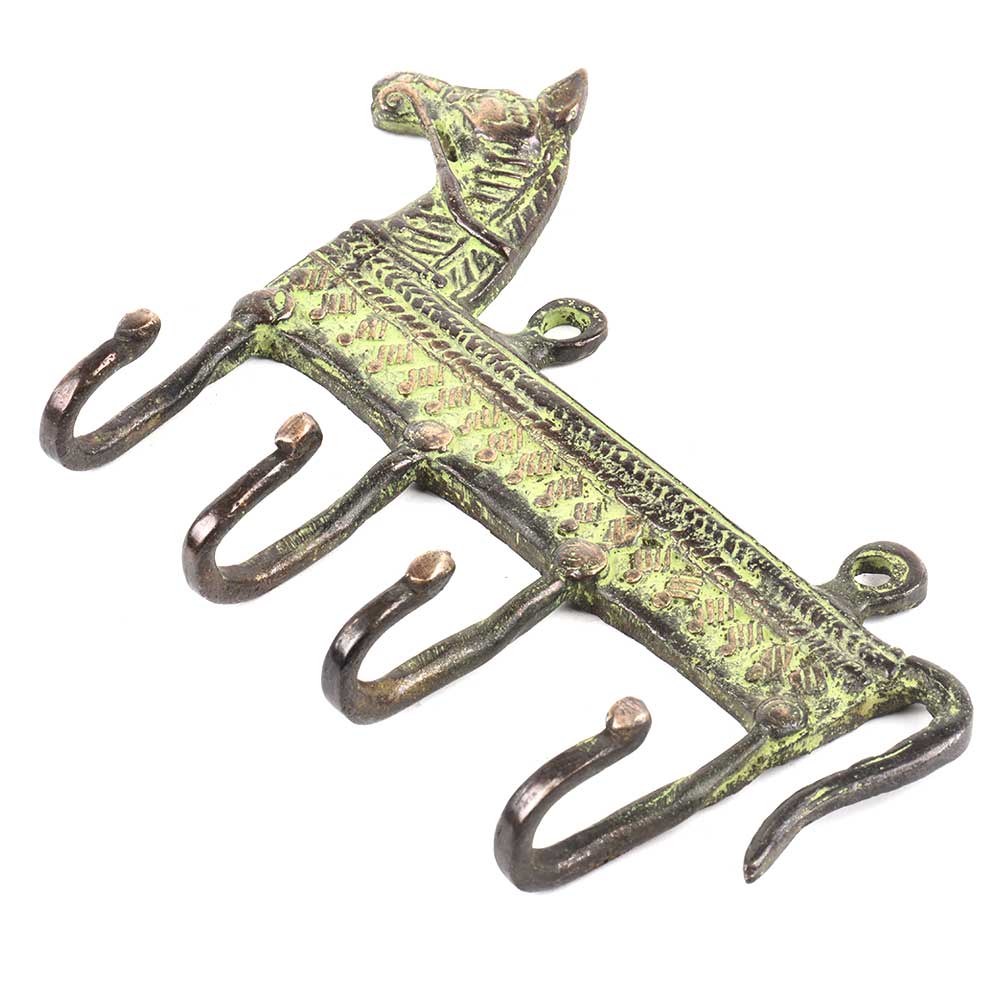 Vintage Style Brass Animal Horse Four Wall Hooks