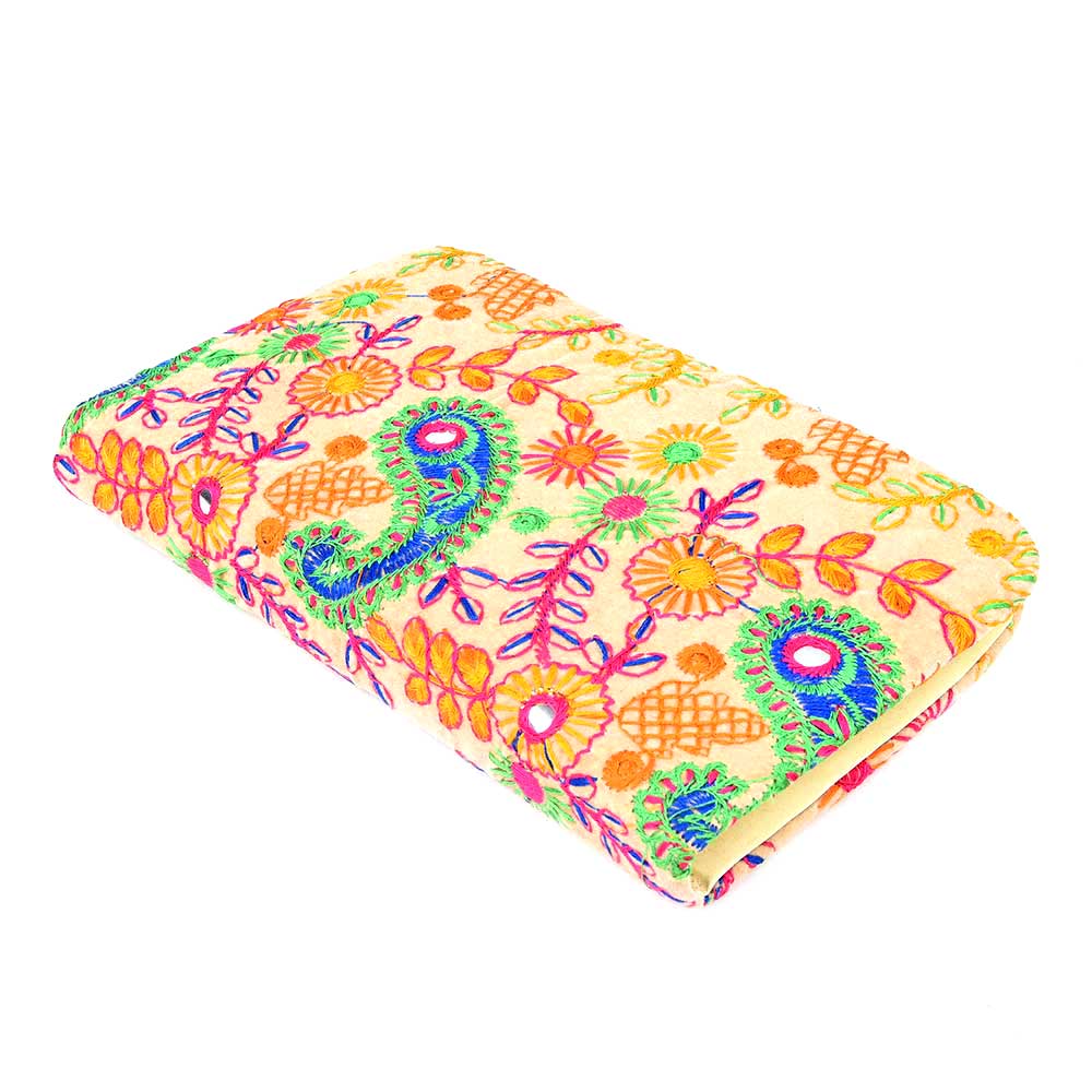 Cream Hand Embroidered Clutch Bag