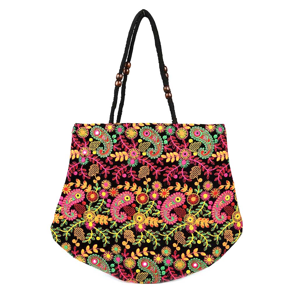 Black Color Embroidery Bag
