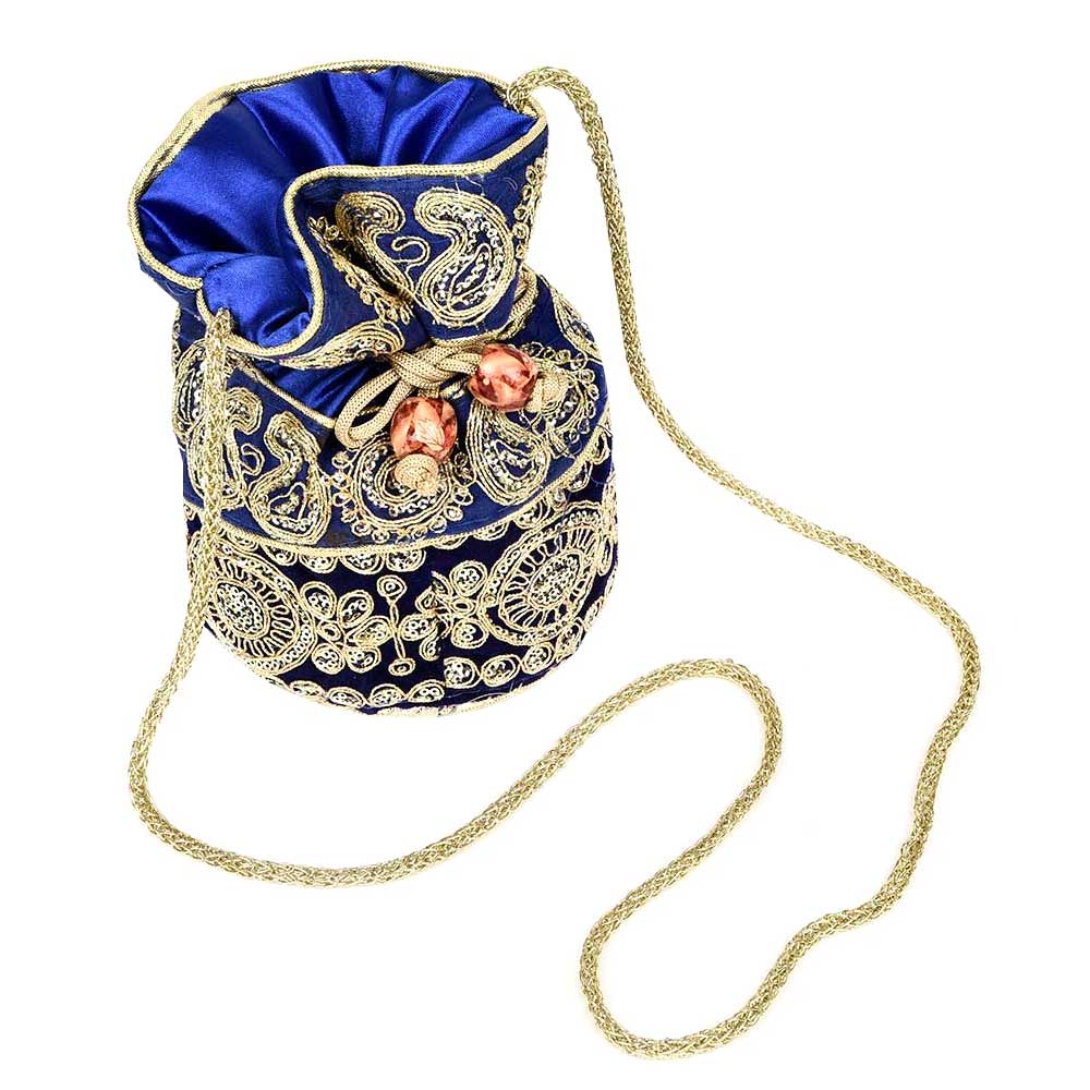 Navy Blue Designer Potli Bag