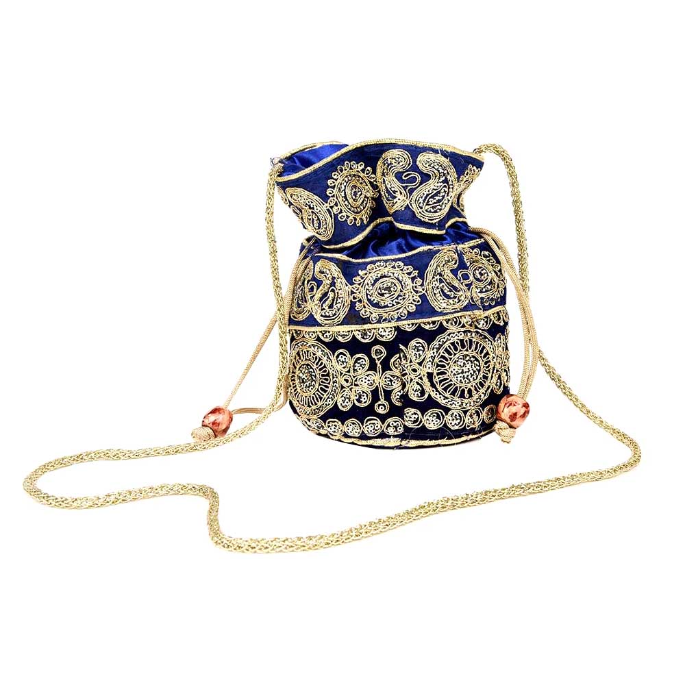 Navy Blue Designer Potli Bag