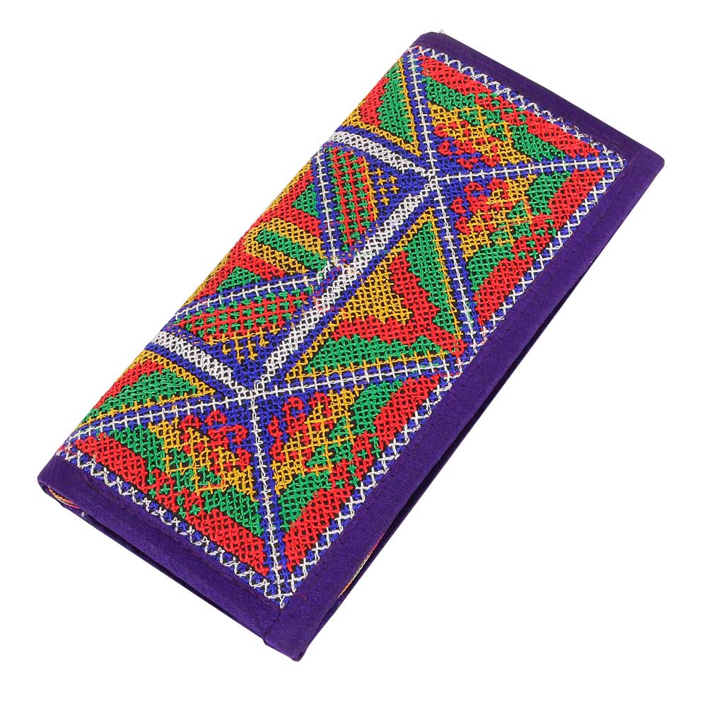 Blue Cross Stich Embroidered Clutch Handbags