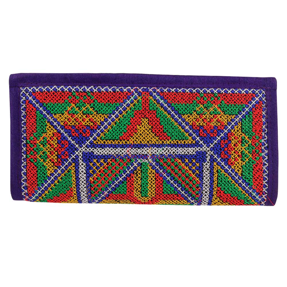 Blue Cross Stich Embroidered Clutch Handbags