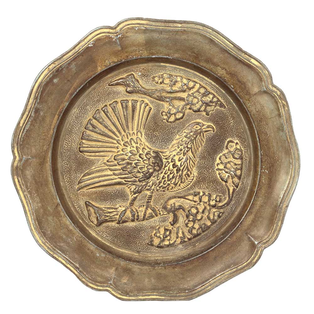 Etched Brass Peacock Plate