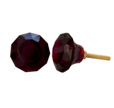 Dark Red Diamond Glass Knobs